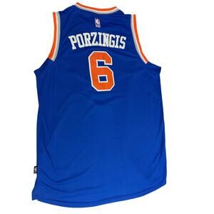 ADIDAS NEW YORK KNICKS JERSEY — Kristaps Porzingis #6 Blue Men's 2XL